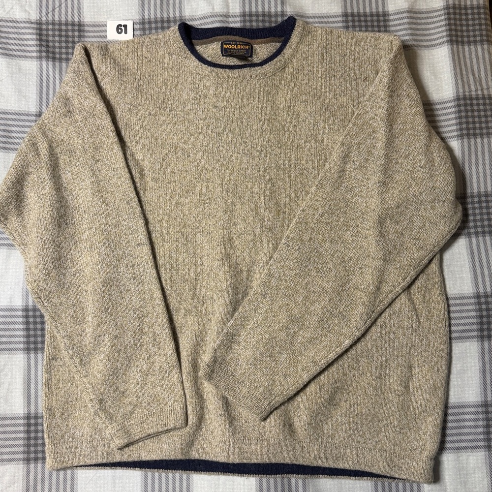 Woolrich Men’s Khaki Mix Wool Sweater XL
